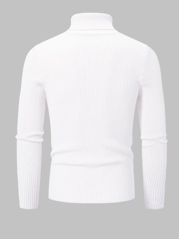 Camden | Men's Solid Color Striped Textured Turtleneck Sweater
