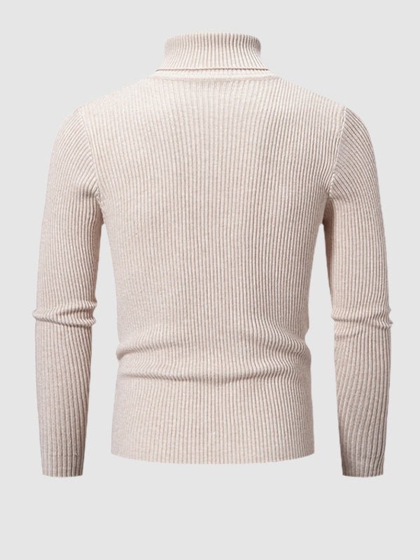 Camden | Men's Solid Color Striped Textured Turtleneck Sweater