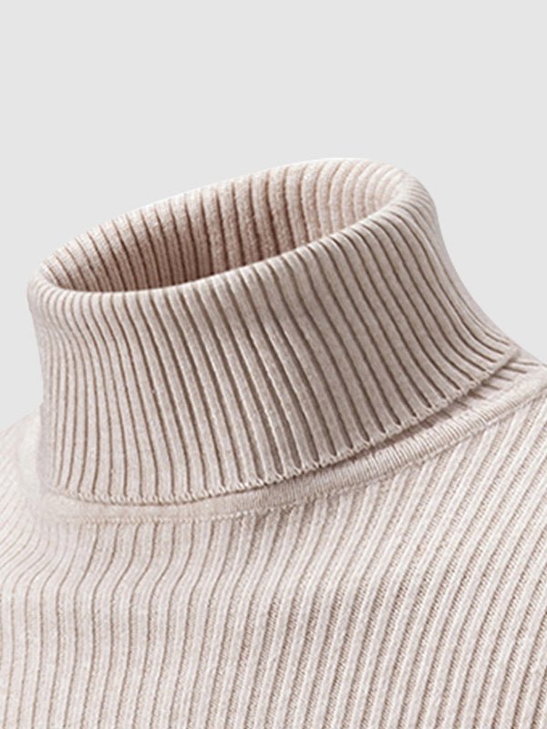 Camden | Men's Solid Color Striped Textured Turtleneck Sweater