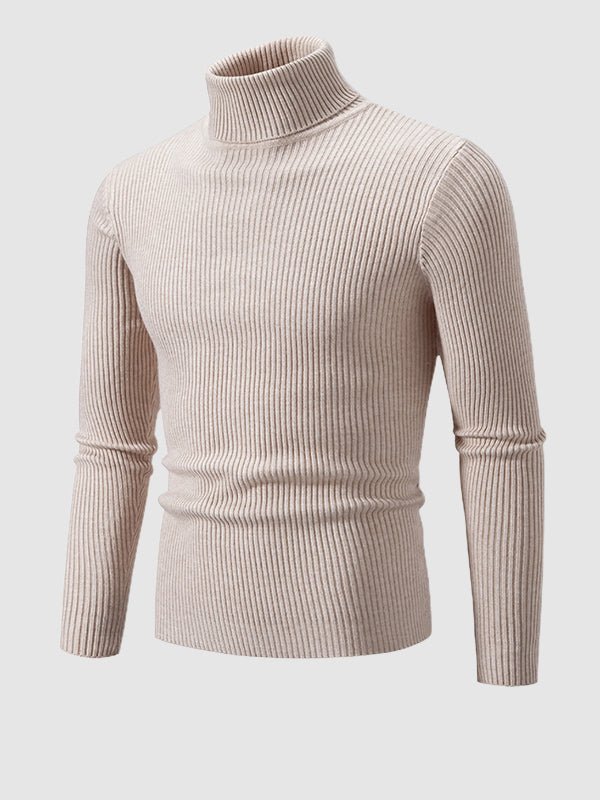 Camden | Men's Solid Color Striped Textured Turtleneck Sweater