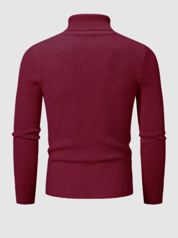 Camden | Men's Solid Color Striped Textured Turtleneck Sweater
