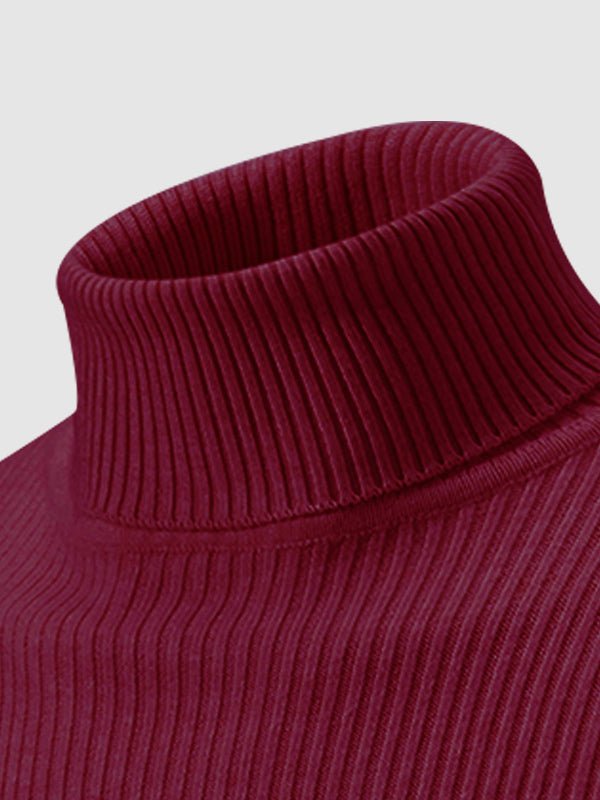 Camden | Men's Solid Color Striped Textured Turtleneck Sweater
