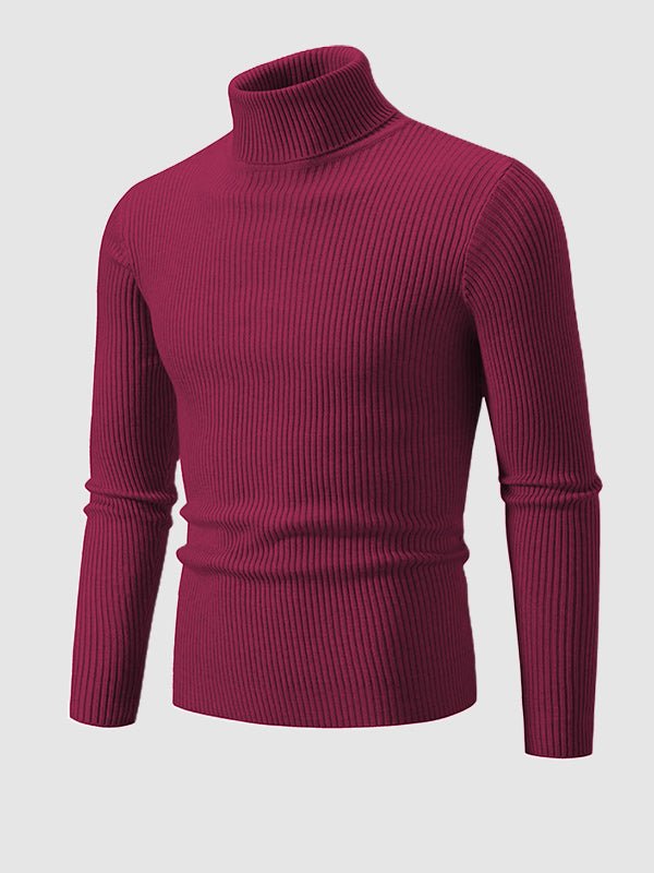 Camden | Men's Solid Color Striped Textured Turtleneck Sweater