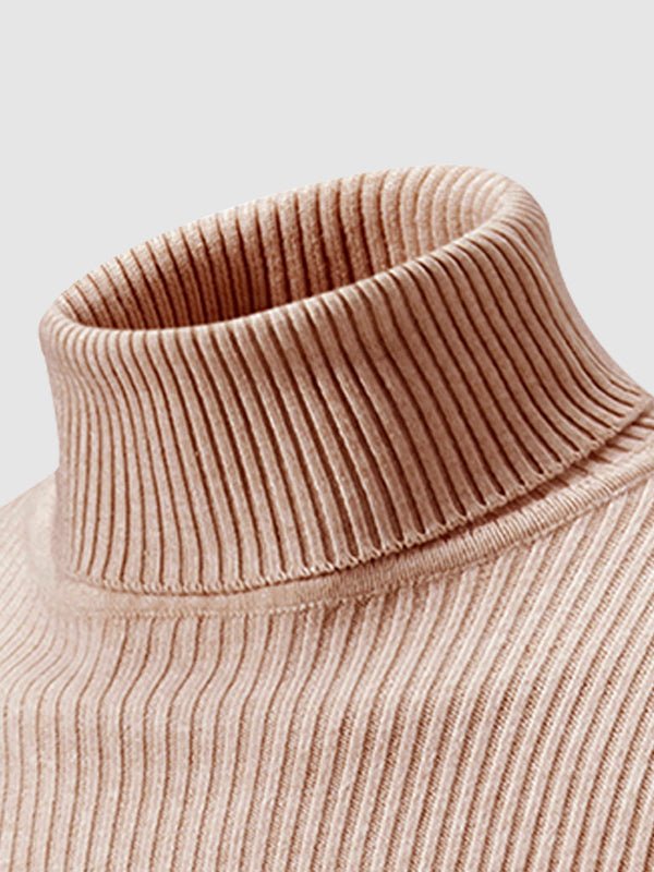 Camden | Men's Solid Color Striped Textured Turtleneck Sweater