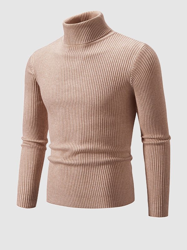 Camden | Men's Solid Color Striped Textured Turtleneck Sweater