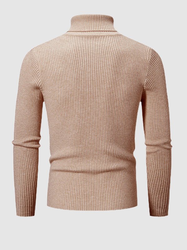 Camden | Men's Solid Color Striped Textured Turtleneck Sweater