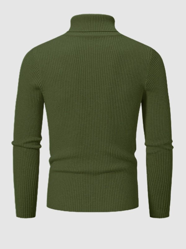 Camden | Men's Solid Color Striped Textured Turtleneck Sweater