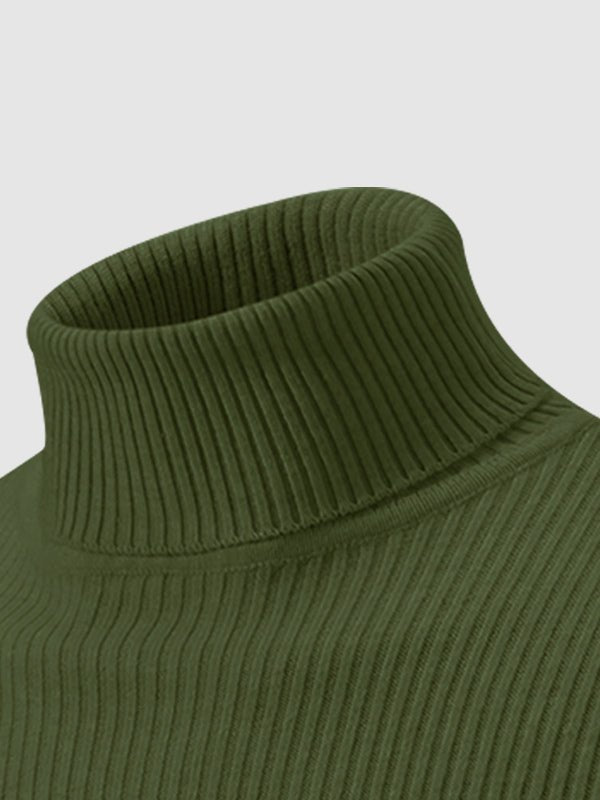 Camden | Men's Solid Color Striped Textured Turtleneck Sweater