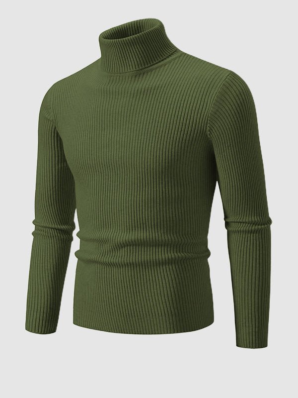 Camden | Men's Solid Color Striped Textured Turtleneck Sweater