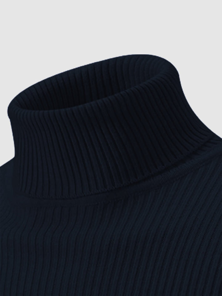 Camden | Men's Solid Color Striped Textured Turtleneck Sweater