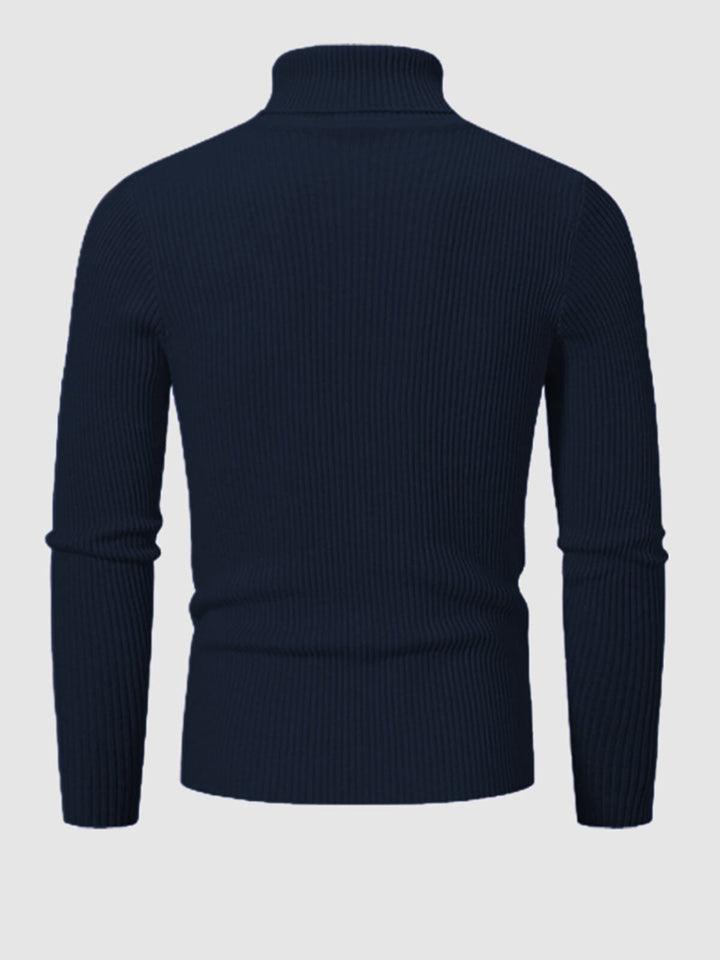 Camden | Men's Solid Color Striped Textured Turtleneck Sweater