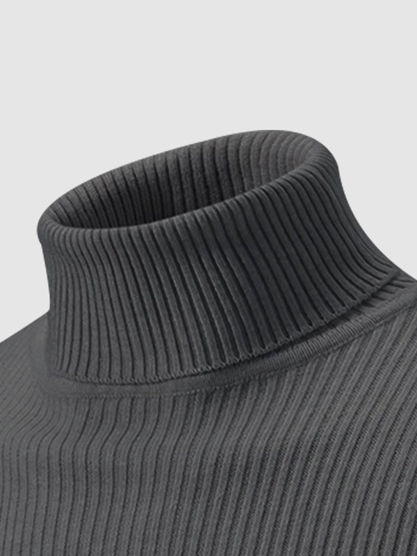 Camden | Men's Solid Color Striped Textured Turtleneck Sweater