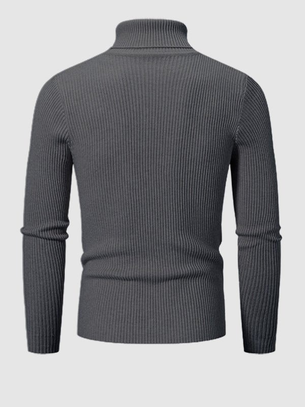 Camden | Men's Solid Color Striped Textured Turtleneck Sweater