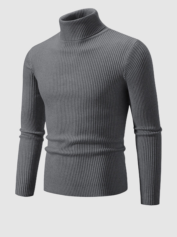 Camden | Men's Solid Color Striped Textured Turtleneck Sweater