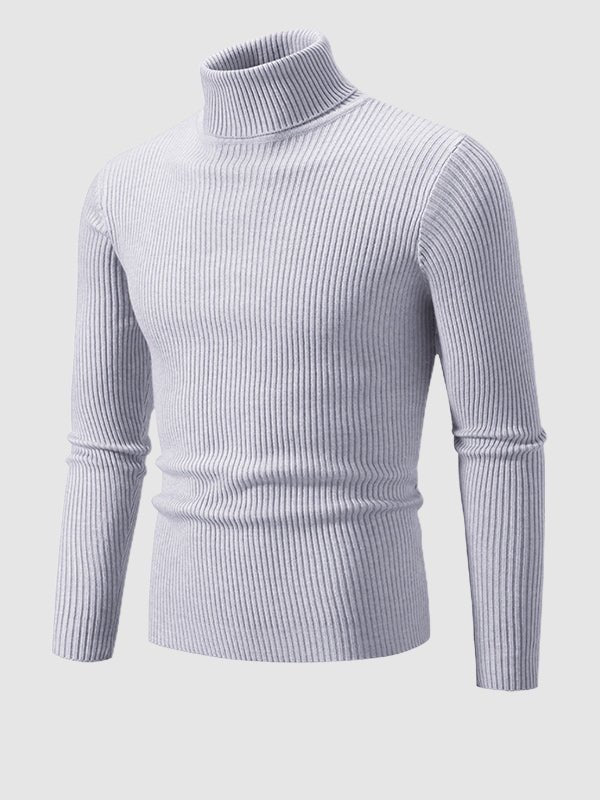 Camden | Men's Solid Color Striped Textured Turtleneck Sweater