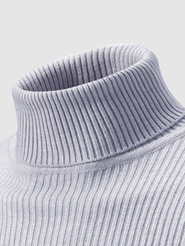 Camden | Men's Solid Color Striped Textured Turtleneck Sweater