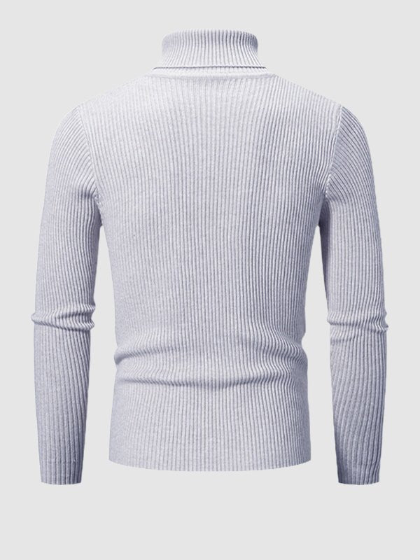 Camden | Men's Solid Color Striped Textured Turtleneck Sweater