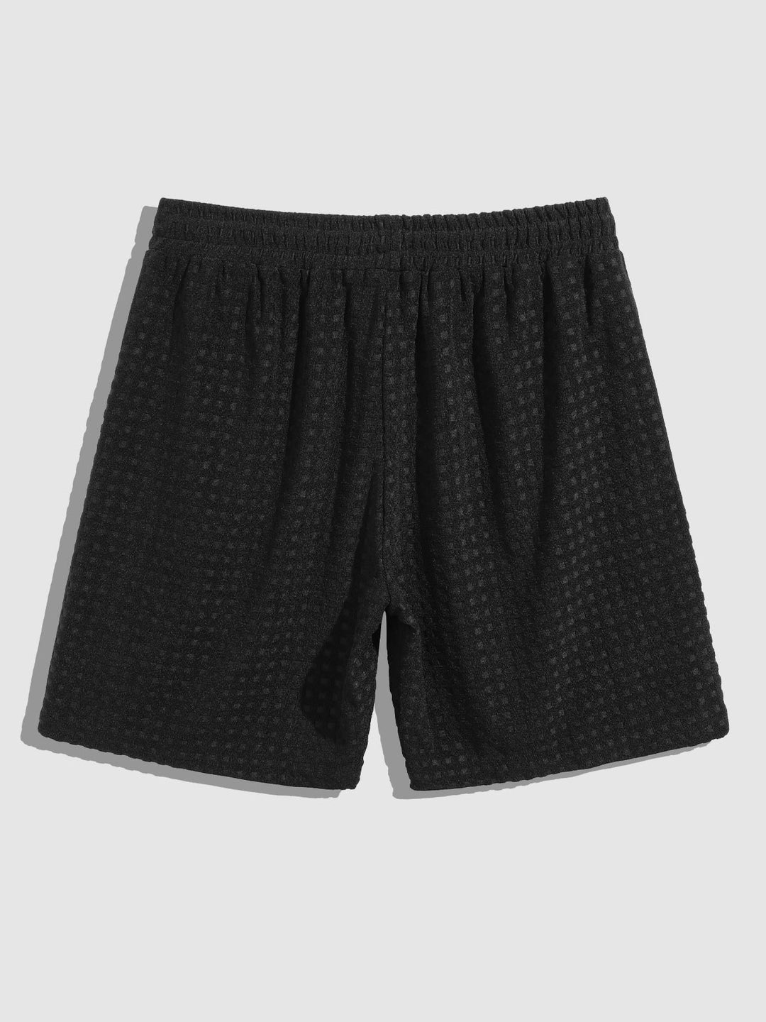 Eren | Men's Terry Cloth Plaid Color Block Cuban Collar Shirt Casual Shorts Set