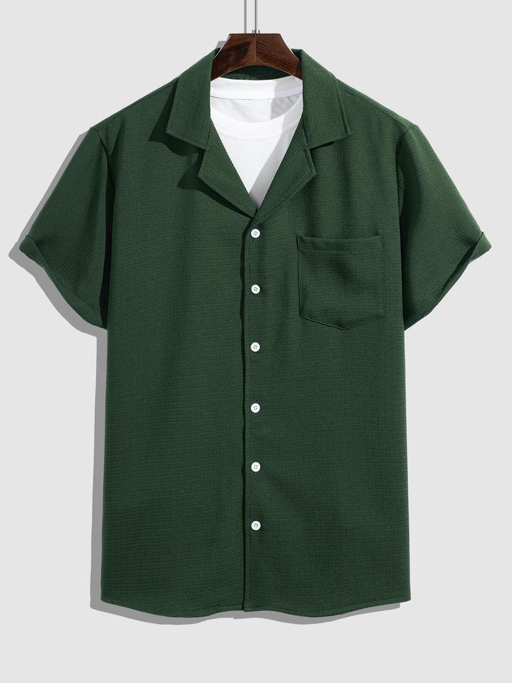 Toby | Men's textured Cuban collar shirt casual shorts set