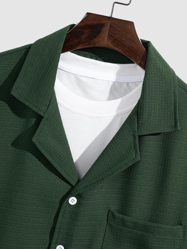 Toby | Men's textured Cuban collar shirt casual shorts set