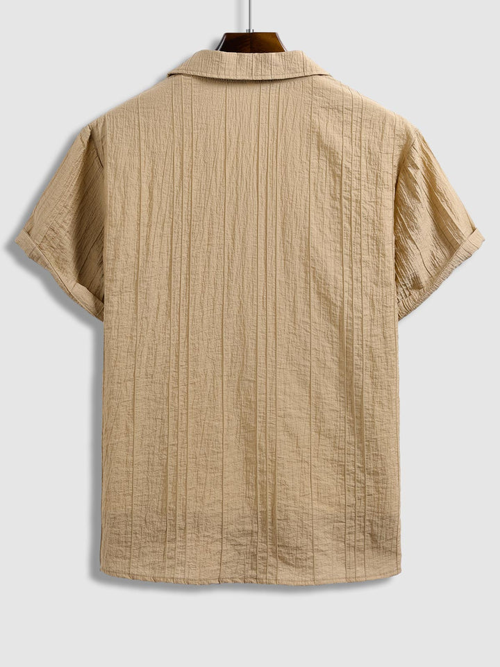Kane | Men's Textured Cuban Collar Shirt Casual Shorts Set
