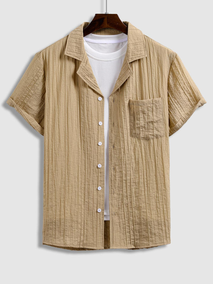 Kane | Men's Textured Cuban Collar Shirt Casual Shorts Set