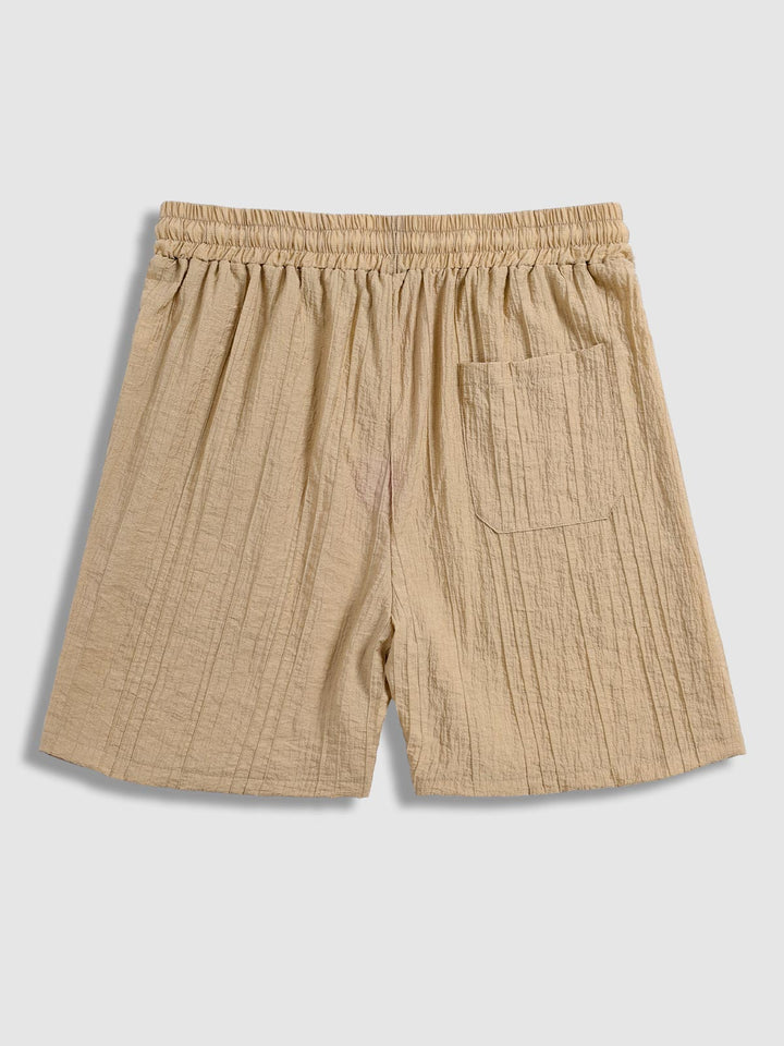 Kane | Men's Textured Cuban Collar Shirt Casual Shorts Set