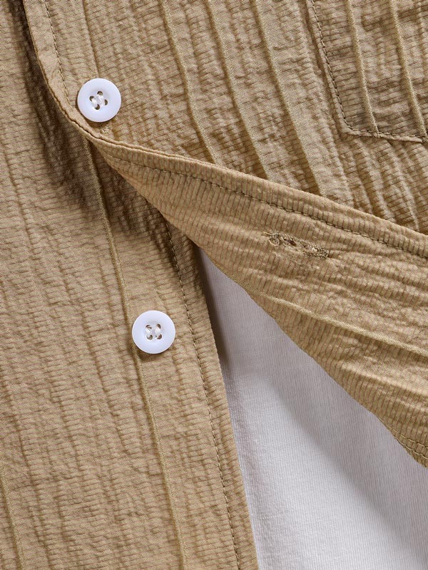 Kane | Men's Textured Cuban Collar Shirt Casual Shorts Set
