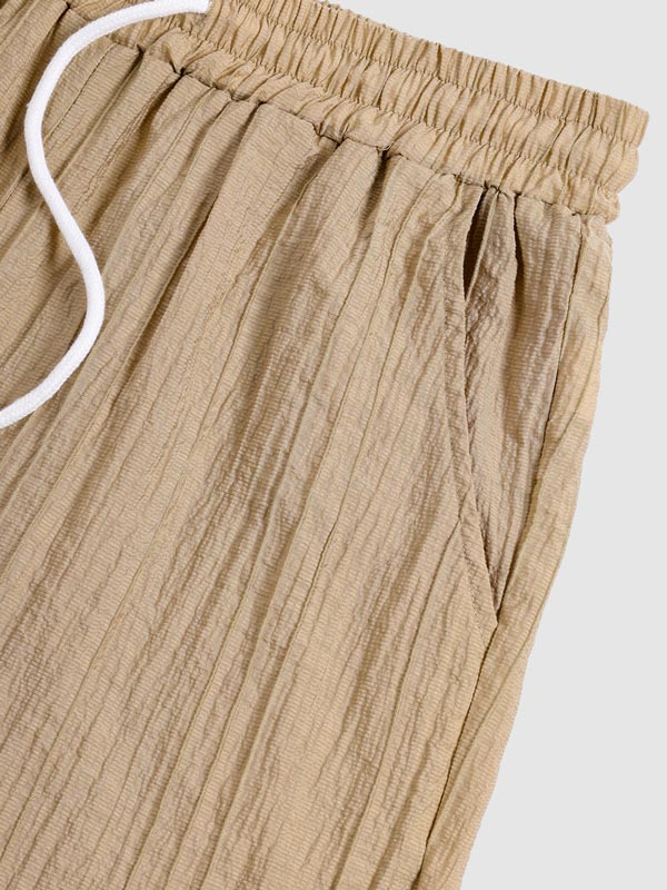 Kane | Men's Textured Cuban Collar Shirt Casual Shorts Set