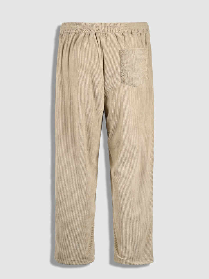 Robin | Men's textured plaid terry casual long-sleeved shirt and corduroy pants set