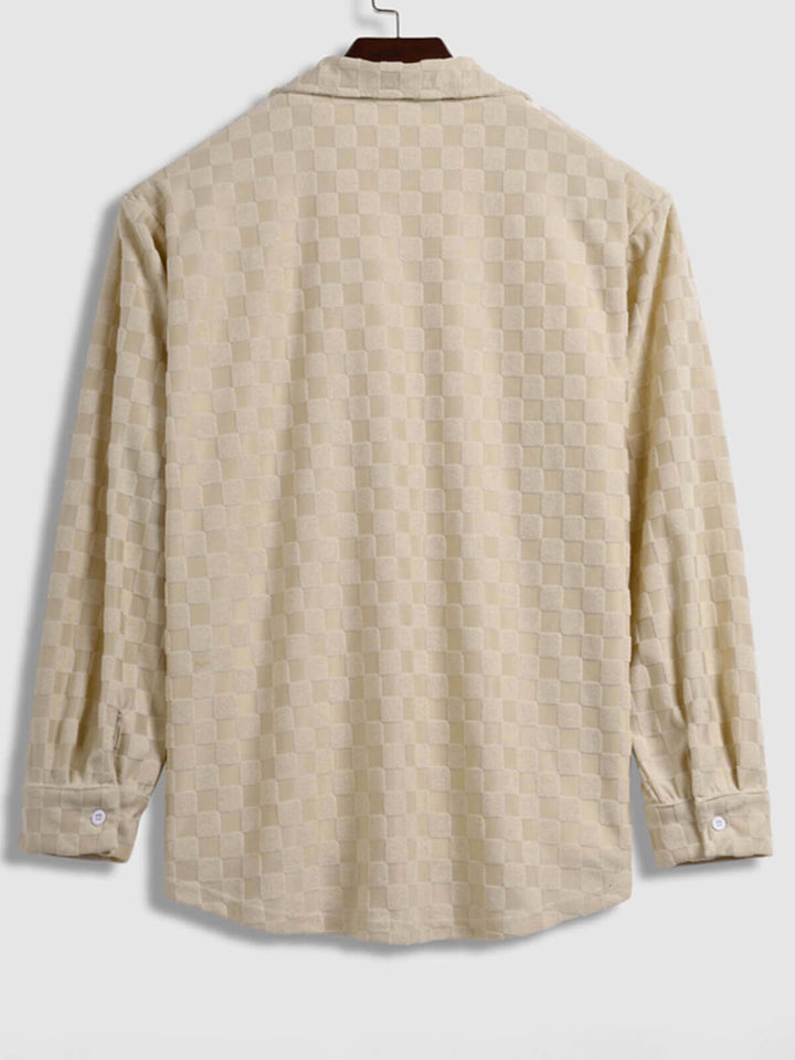 Robin | Men's textured plaid terry casual long-sleeved shirt and corduroy pants set