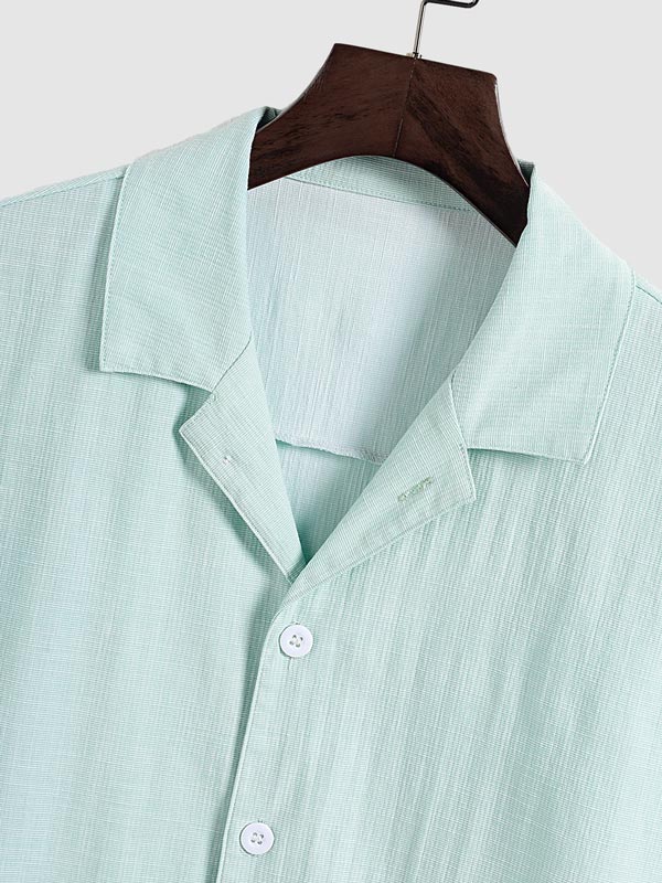 Blake | Men's textured short-sleeved shirt casual shorts solid color set