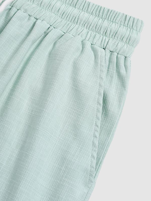 Blake | Men's textured short-sleeved shirt casual shorts solid color set