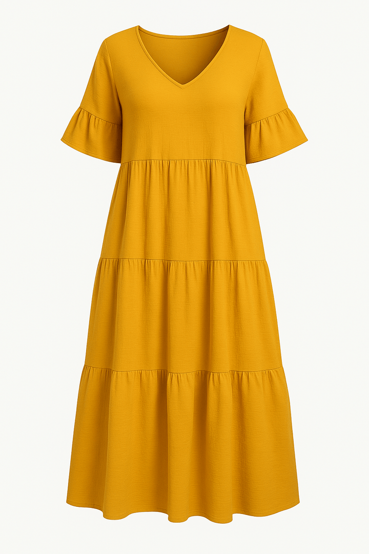 Camille | Elegant V-Neck Tummy Covering Dress
