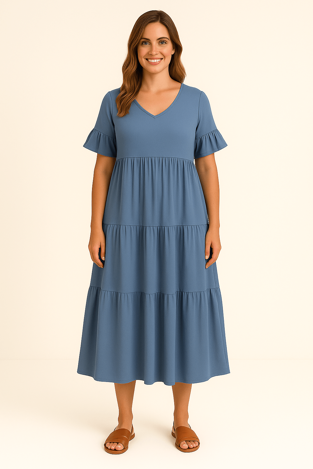 Camille | Elegant V-Neck Tummy Covering Dress