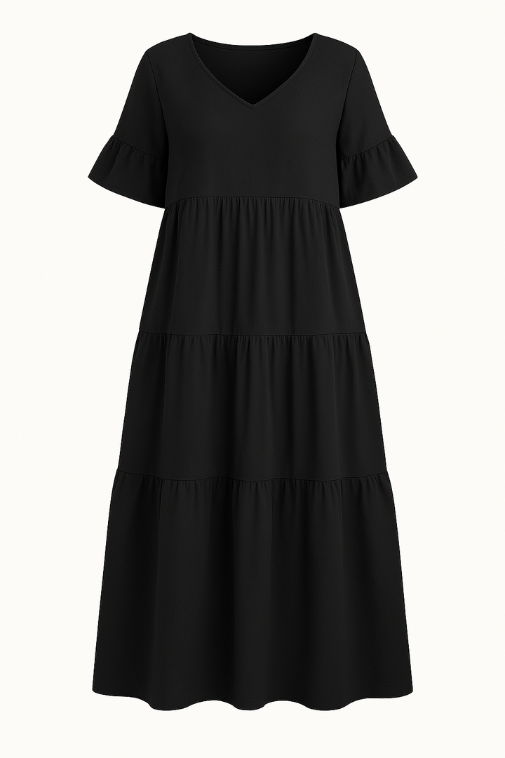 Camille | Elegant V-Neck Tummy Covering Dress