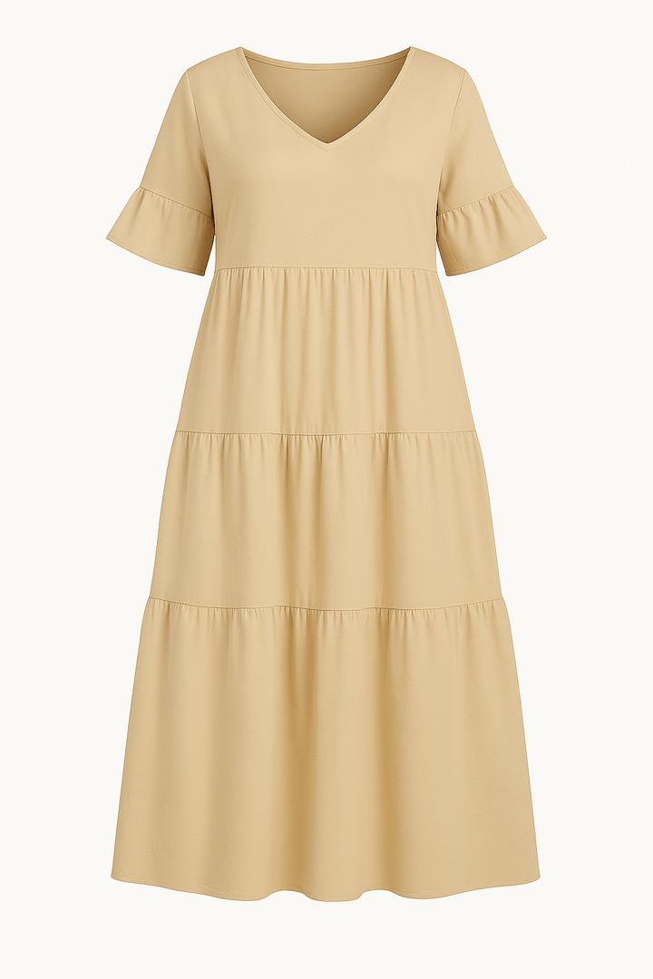 Camille | Elegant V-Neck Tummy Covering Dress