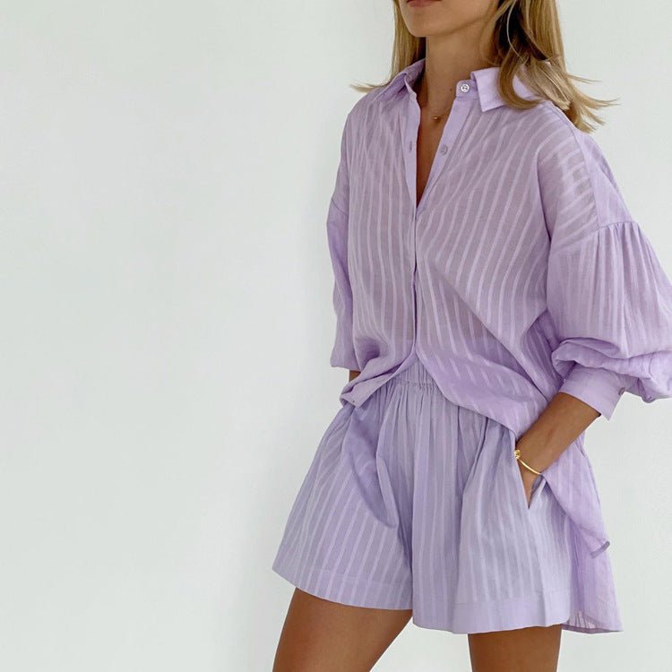 Abigail | Striped Button-Up Two-Piece Set