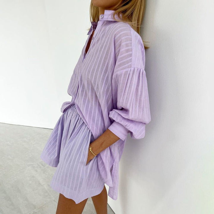 Abigail | Striped Button-Up Two-Piece Set