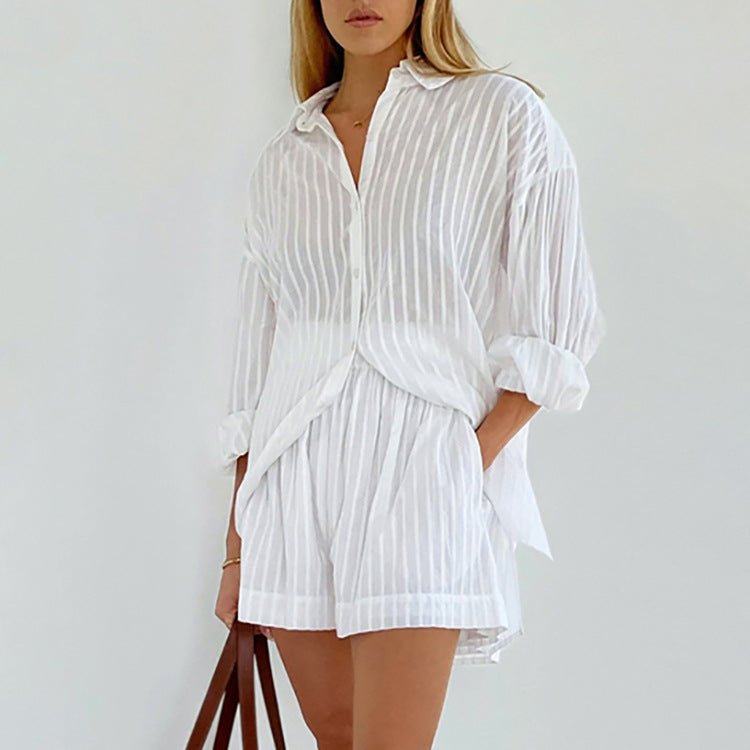 Abigail | Striped Button-Up Two-Piece Set