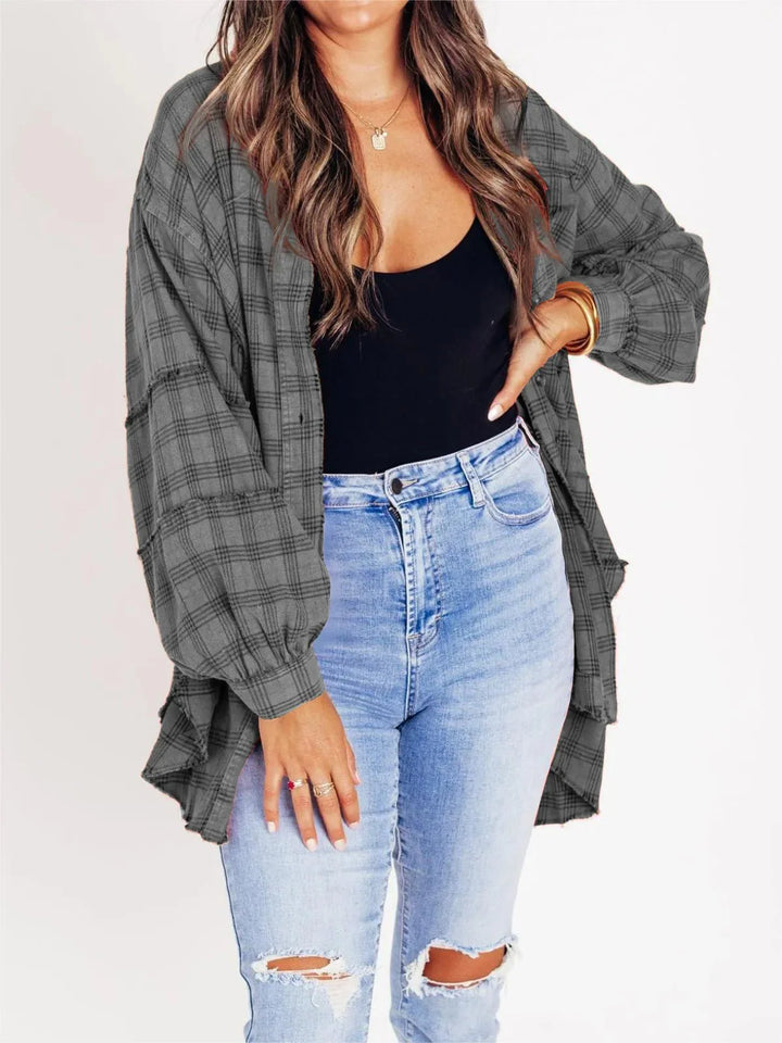 Sierra | Women's Raw Edge Oversized Shirt - Jacket With Pockets