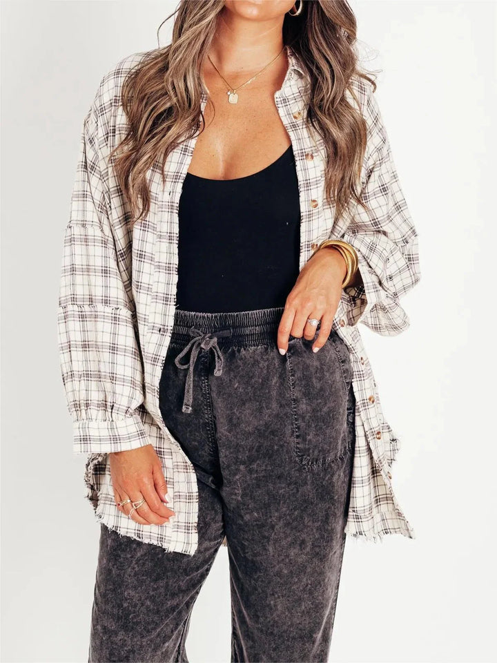 Sierra | Women's Raw Edge Oversized Shirt - Jacket With Pockets