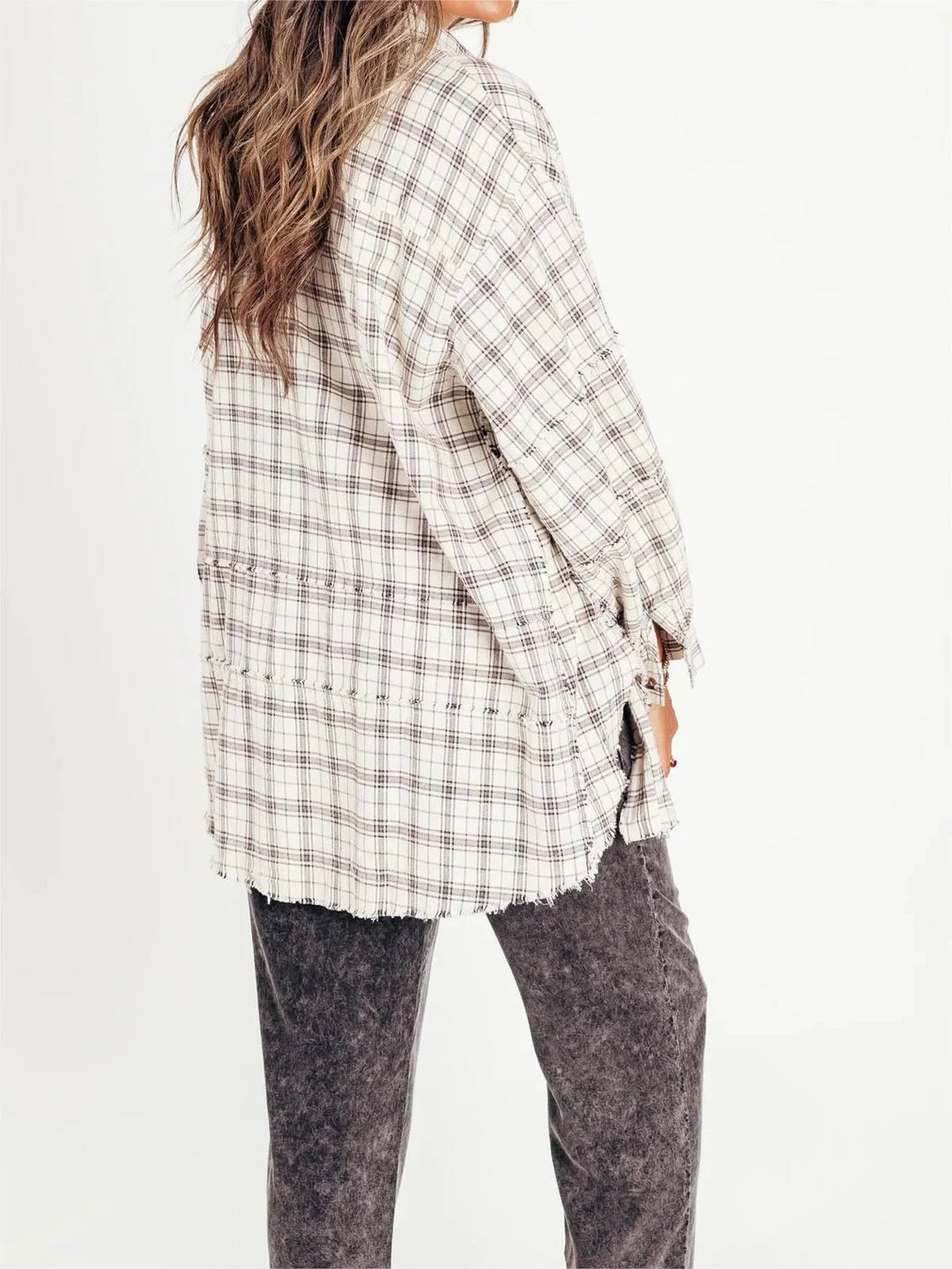 Sierra | Women's Raw Edge Oversized Shirt - Jacket With Pockets