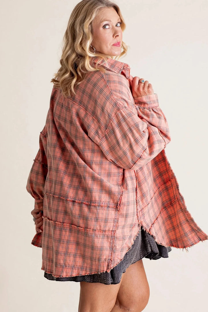 Sierra | Women's Raw Edge Oversized Shirt - Jacket With Pockets