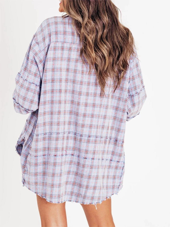 Sierra | Women's Raw Edge Oversized Shirt - Jacket With Pockets