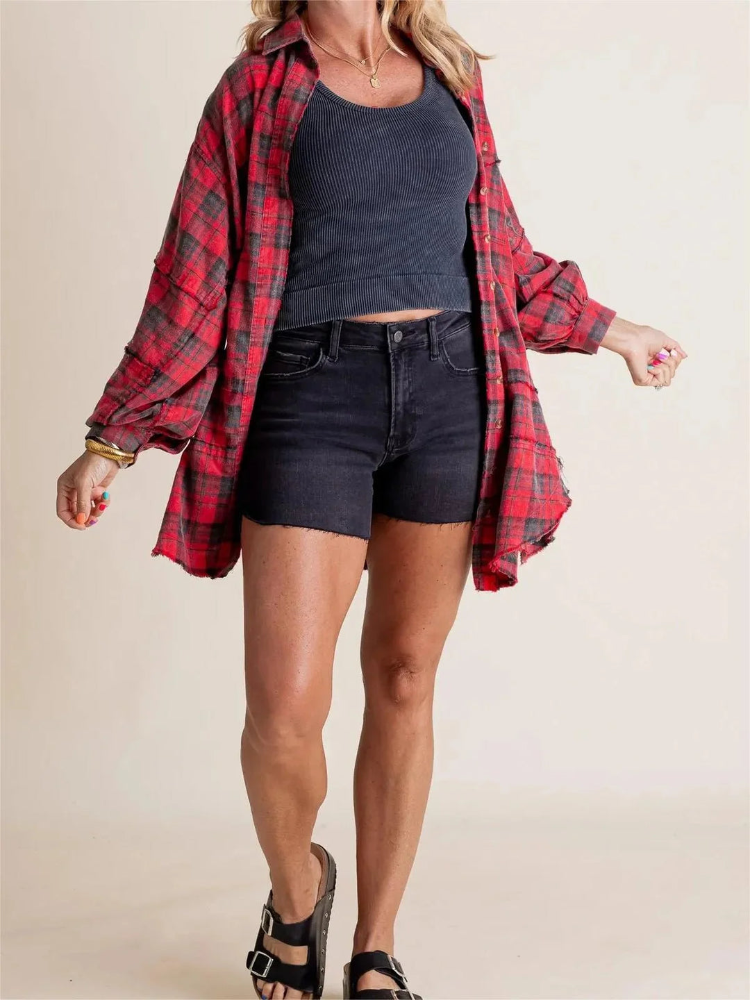 Sierra | Women's Raw Edge Oversized Shirt - Jacket With Pockets