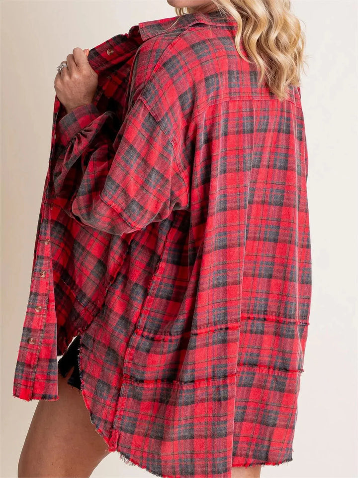 Sierra | Women's Raw Edge Oversized Shirt - Jacket With Pockets
