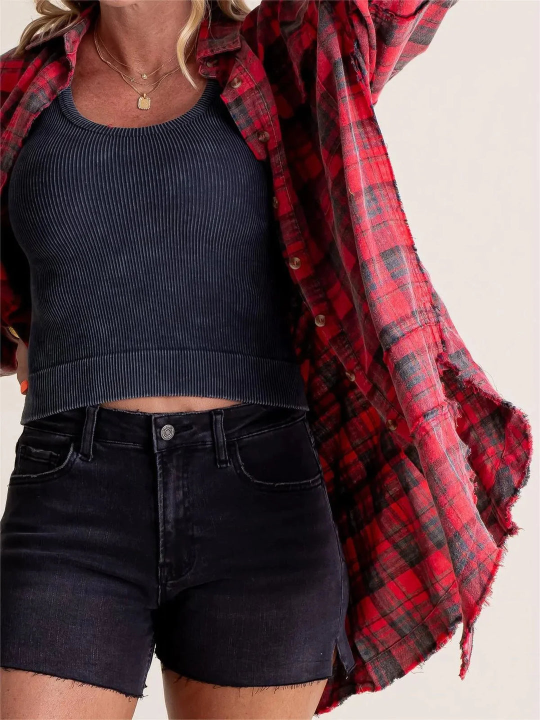 Sierra | Women's Raw Edge Oversized Shirt - Jacket With Pockets