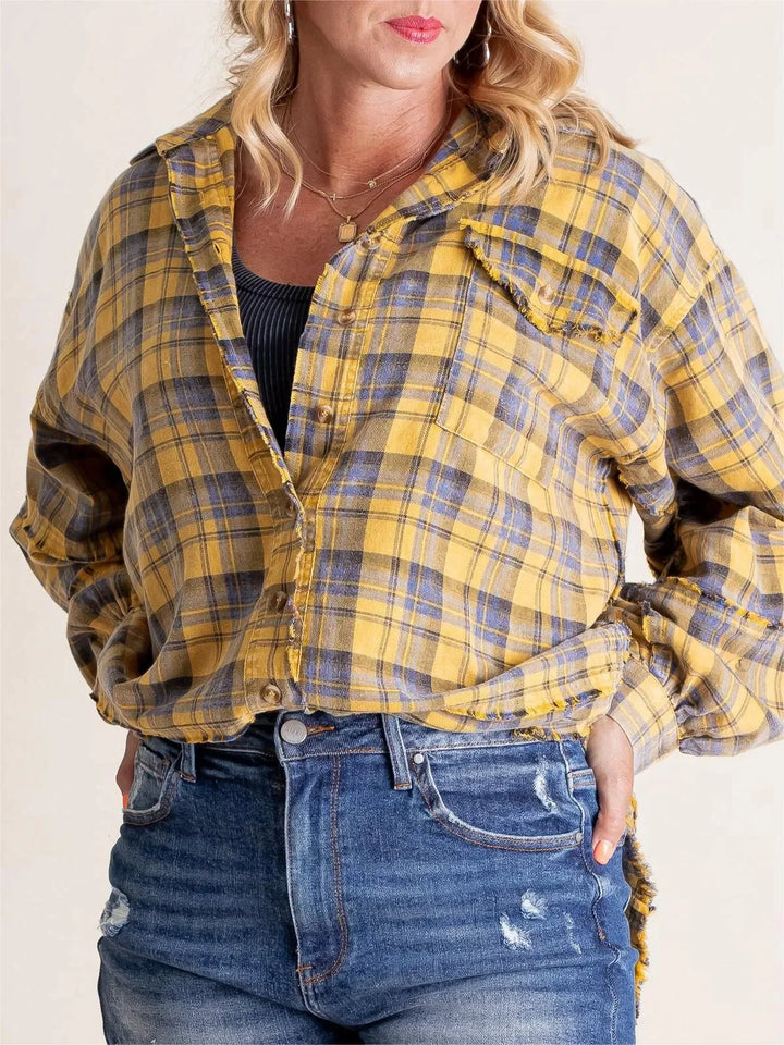 Sierra | Women's Raw Edge Oversized Shirt - Jacket With Pockets